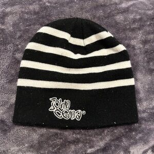 WWE John Cena Black and White Striped Beanie